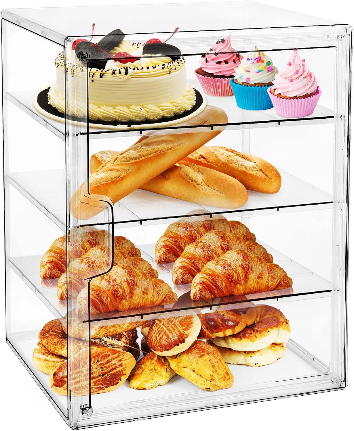 Kitchen Baking Containers - Gebakvitrine, Brooddoos voor aanrechtblad, 4-laags verstelbare