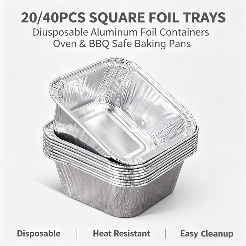 Kitchen Baking Containers - 20/40 stuks vierkante wegwerp aluminiumfolie bakjes