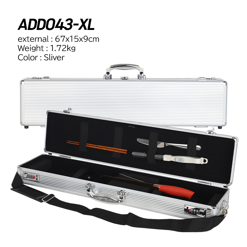 Cooking Chef Xl - ADD043-ZWART/ZILVER-EXTRA GROOT 67x15x9cm Messenkoffer Kooktas Messenopbergdoos
