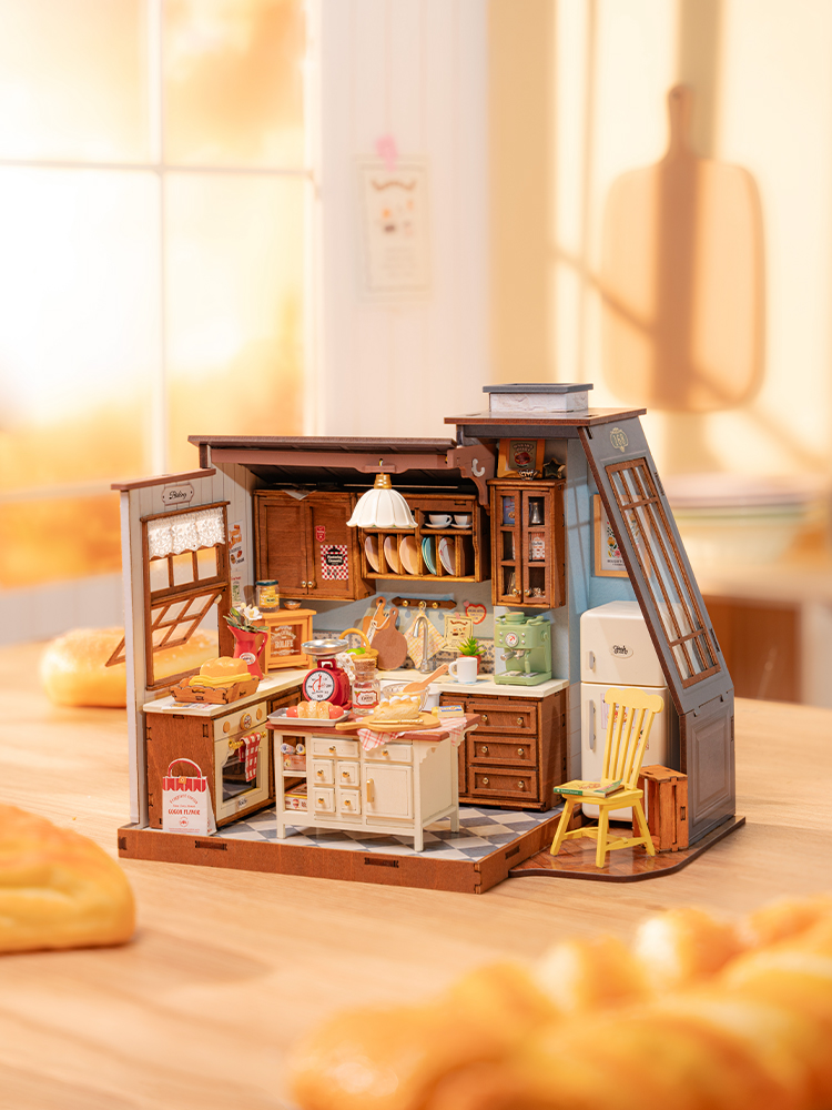 Baking Kitchen Robotime - Robotime Rolife Bakkeerkeuken Houten Poppenhuis 3D