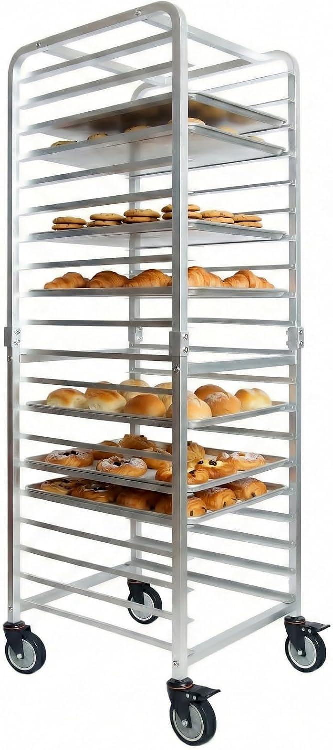 Commercial Kitchen For Baking - Commerciële 20-laags roestvrijstalen bakplatenrek met wielen,